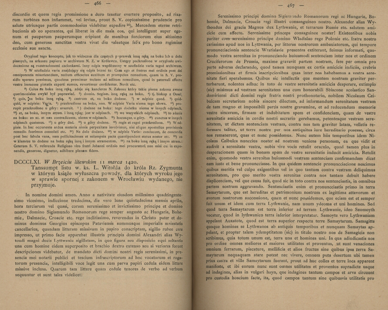 Письмо Витовта Сигизмунду, 11 марта 1420 (466-467 стр.).png