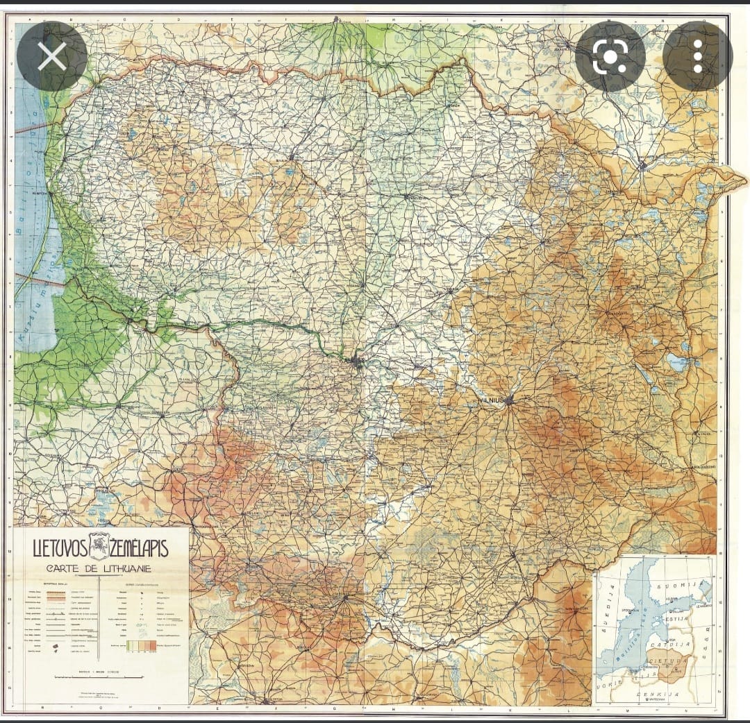 Lietuvos žemėlapis - Carte de Lituanie (geografinis, prieškarinis).jpg