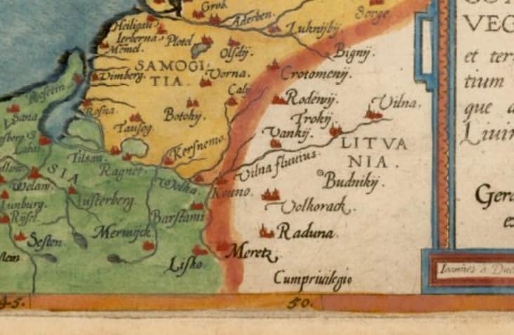 Карта 1593, Антверпен. Герард де Йоде (Gerardus de Jode) - Žemaitija ir Lietuva.jpg