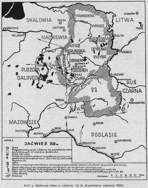 Sūduvos valsčiai ir ribos 13 a. (pagal A. Kaminskį, Jacwiez, 1953).jpg