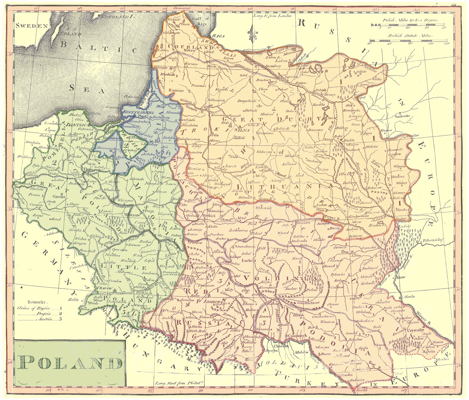 Lietuvos ir Lenkijos angliškas 1814 m. žemėlapis (padėtis iki padalijimų).jpg